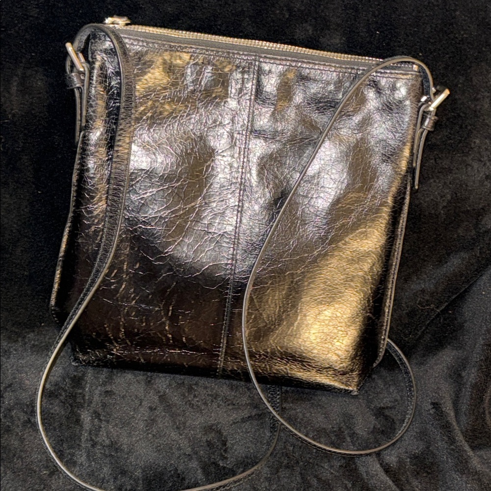 HOBO Glossy Black Leather Crossbody Bag - Picture 11 of 11